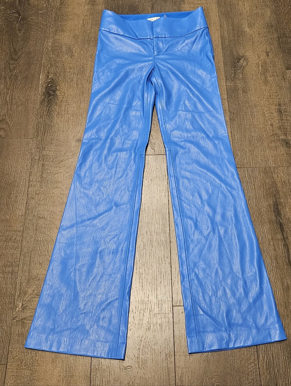 Alice + Olivia Electric Blue Faux Leather Flared Pants